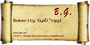 Boberity Györgyi névjegykártya